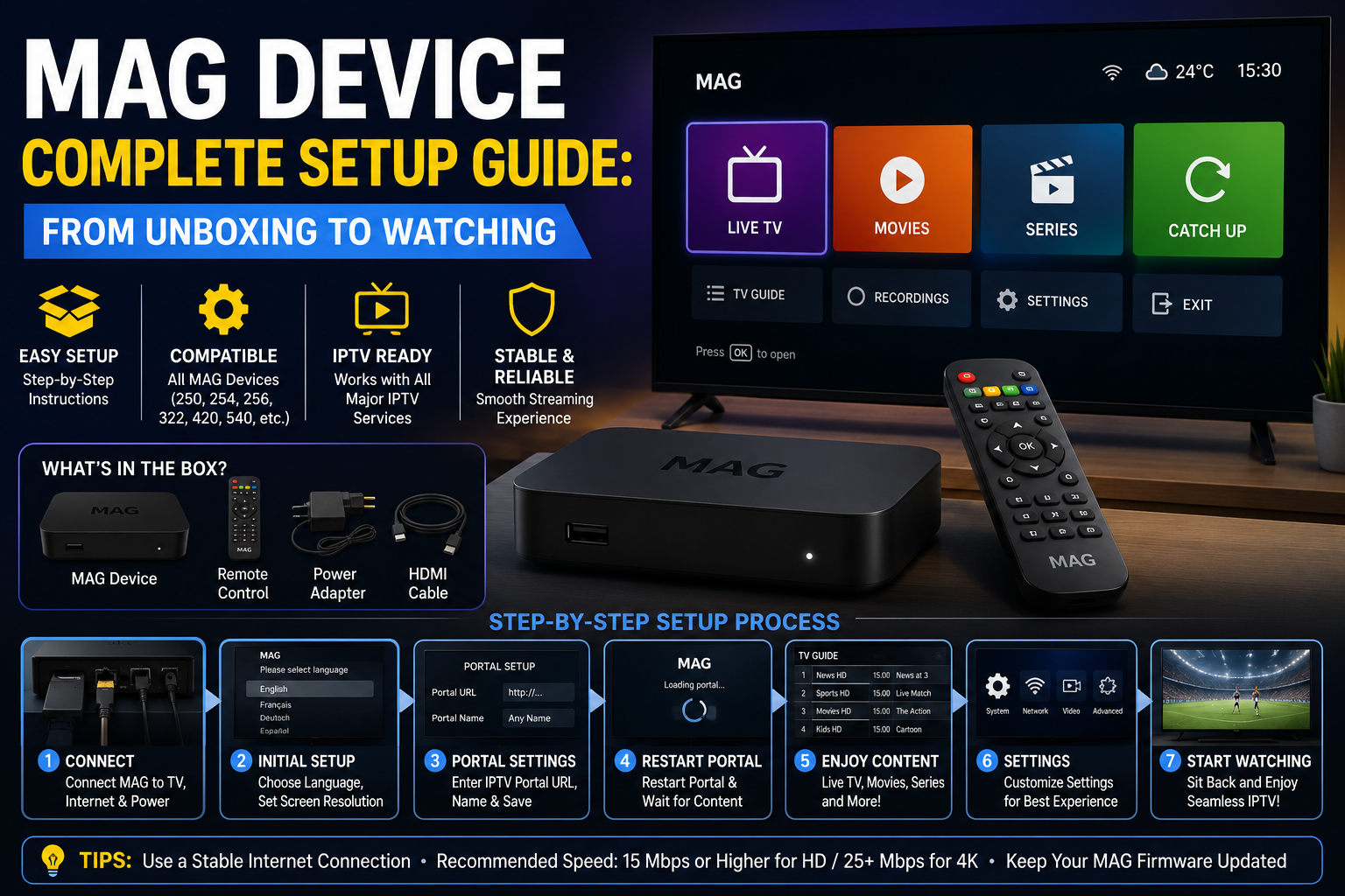 MAG Device Complete Setup Guide: From Unboxing to Watching