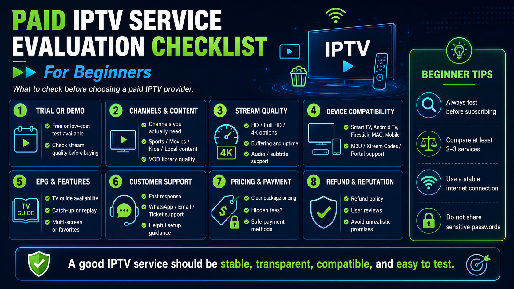 Paid IPTV Service Evaluation Checklist for Beginners