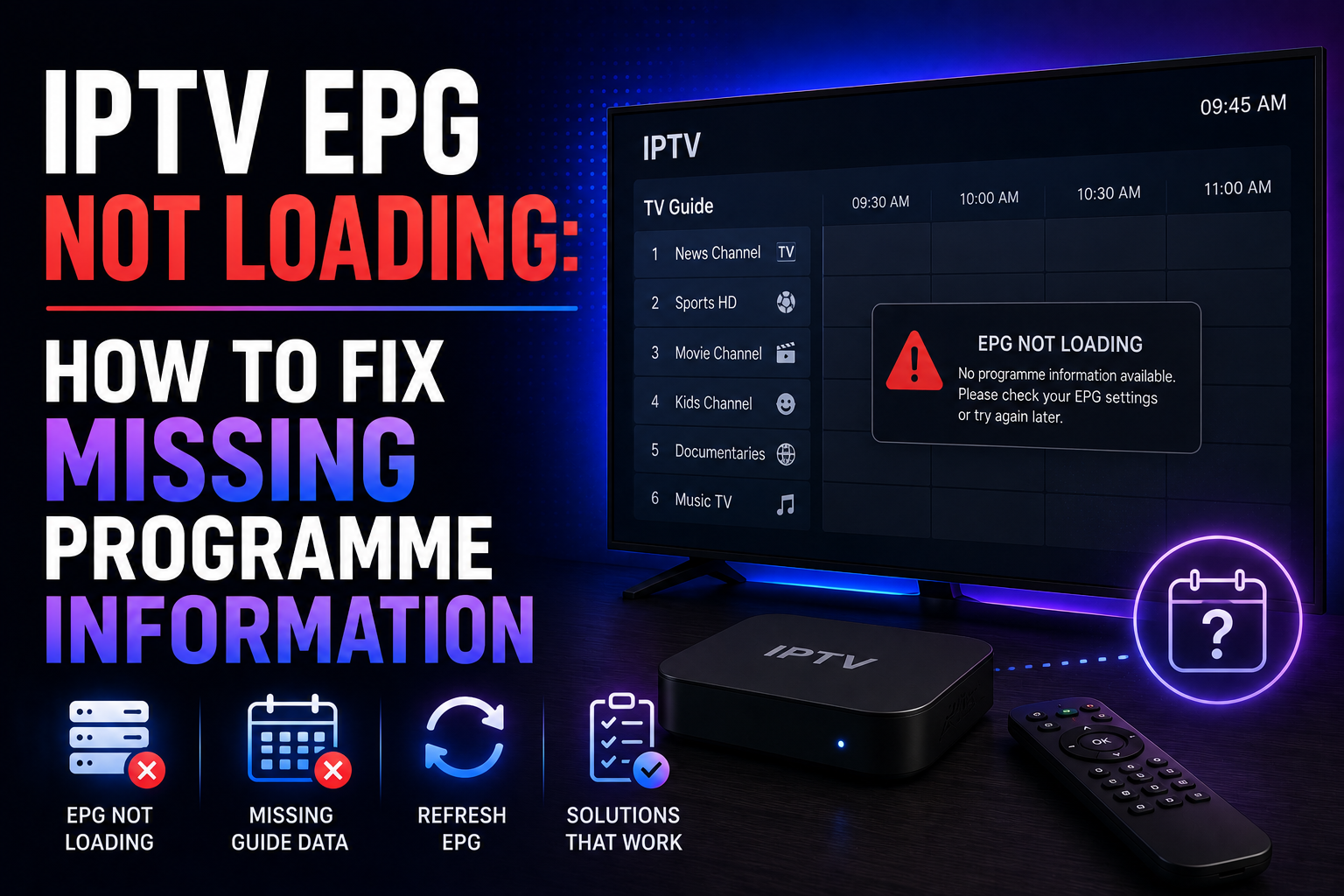 IPTV EPG Not Loading: How to Fix Missing Programme Information